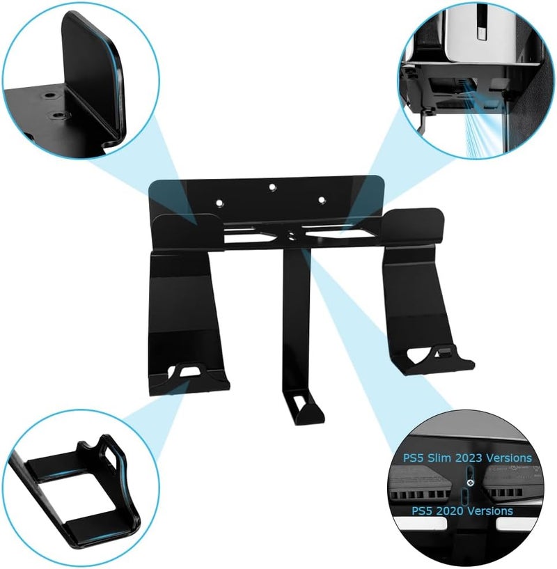 Chanvoo Metal Wall Mount for PS5/PS5 Slim/ PS5 Pro, Behind TV Wall Holder Bracket Kit Compatible with PS5/PS5 Slim Disc & Digital Edition Console (Black) - Image 4